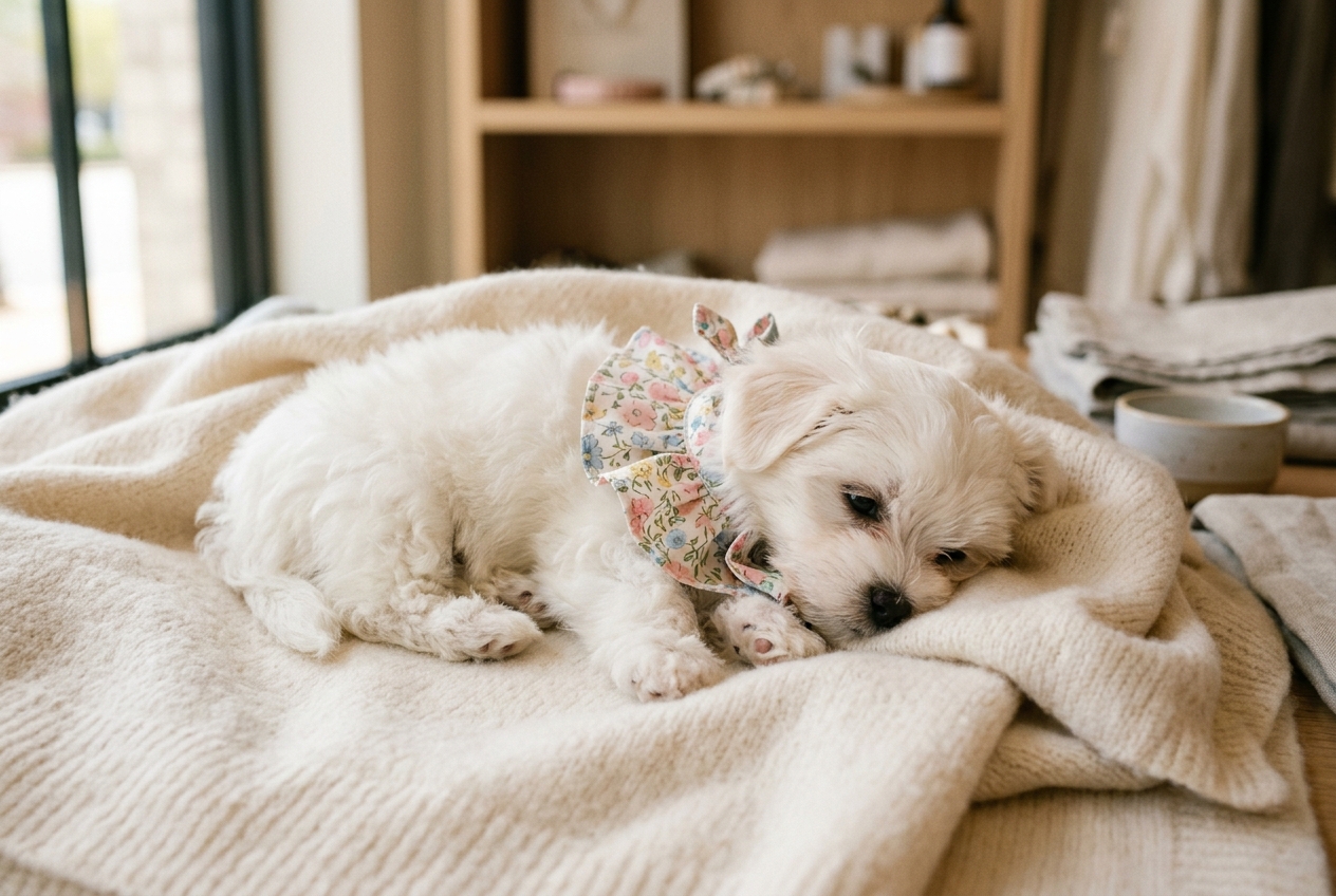 Yavru Köpek İlk Yakalık Alıştırma Rehberi - Yumuşak Pamuklu Çiçekli Bebek Yakalığı - Rosano Studio