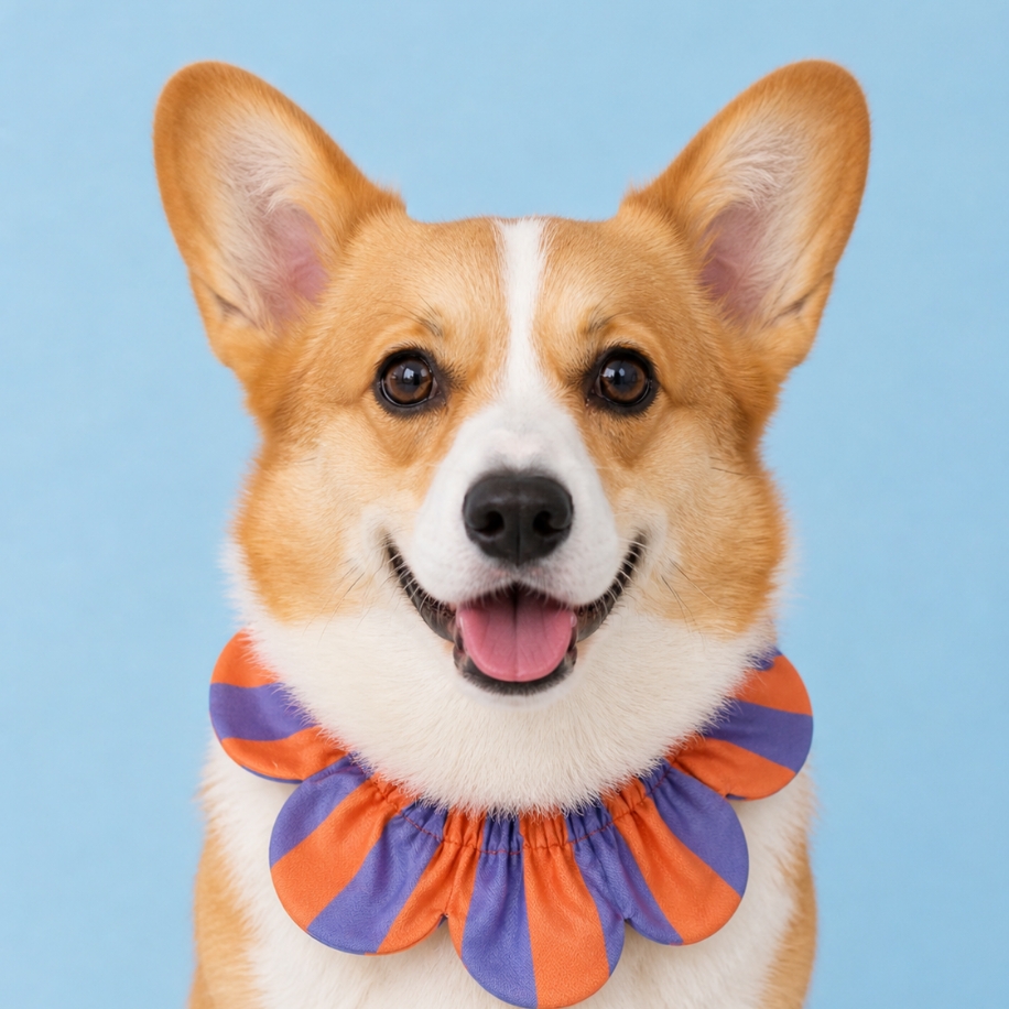 PawBow Flower Dog Collar (lilac orange stripe) — Koleksiyonlar - El Yapımı Aksesuar | Rosano Studio