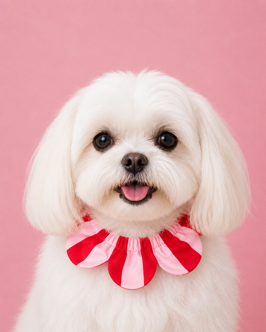 El Yapımı Köpek Yakalığı – PawBow Flower Dog Collar (red pink stripe) - Görsel 2