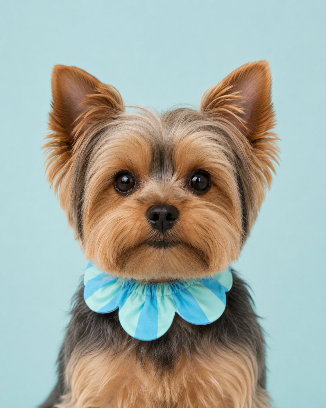 El Yapımı Köpek Yakalığı – PawBow Flower Dog Collar (blue aqua stripe) - Görsel 2