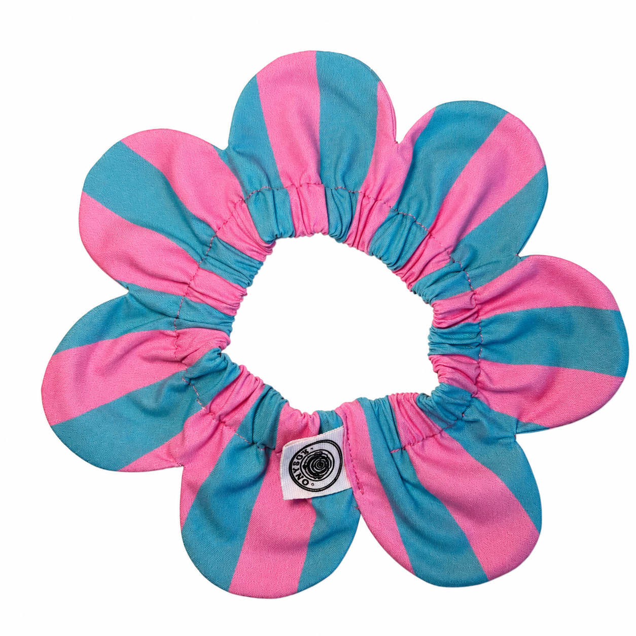 El Yapımı Köpek Yakalığı – PawBow Flower Dog Collar (aqua pink stripe) - Görsel 3