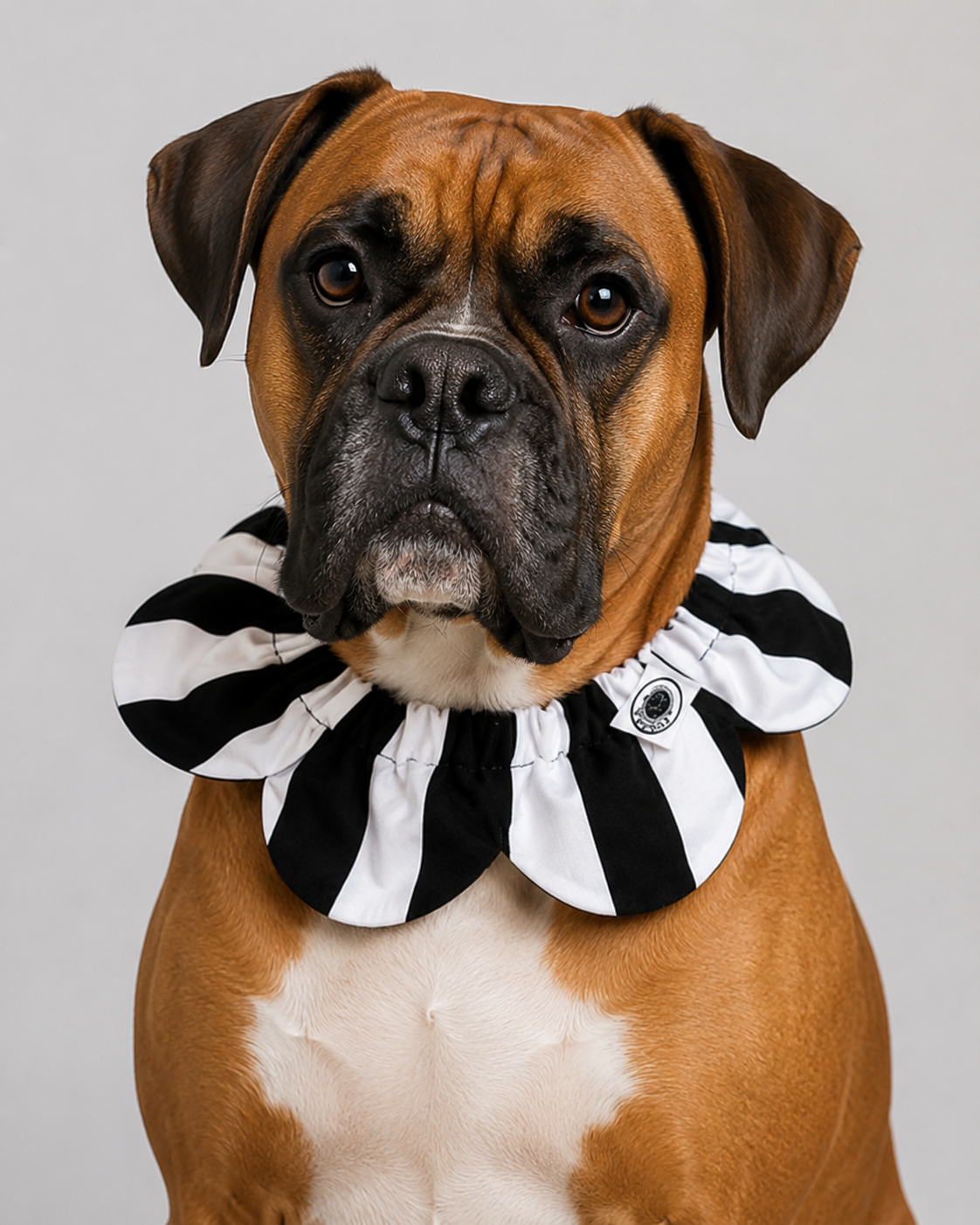 El Yapımı Köpek Yakalığı – PawBow Flower Dog Collar (black and white stripe) - Görsel 1