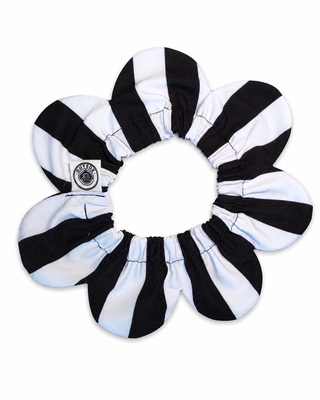 El Yapımı Köpek Yakalığı – PawBow Flower Dog Collar (black and white stripe) - Görsel 2