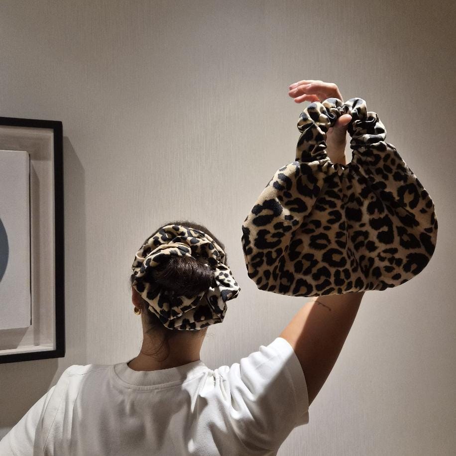 Rosie Handbag (Leopard) — El Yapımı Fırfırlı Kumaş Çanta & Omuz Çantaları | Rosano Studio