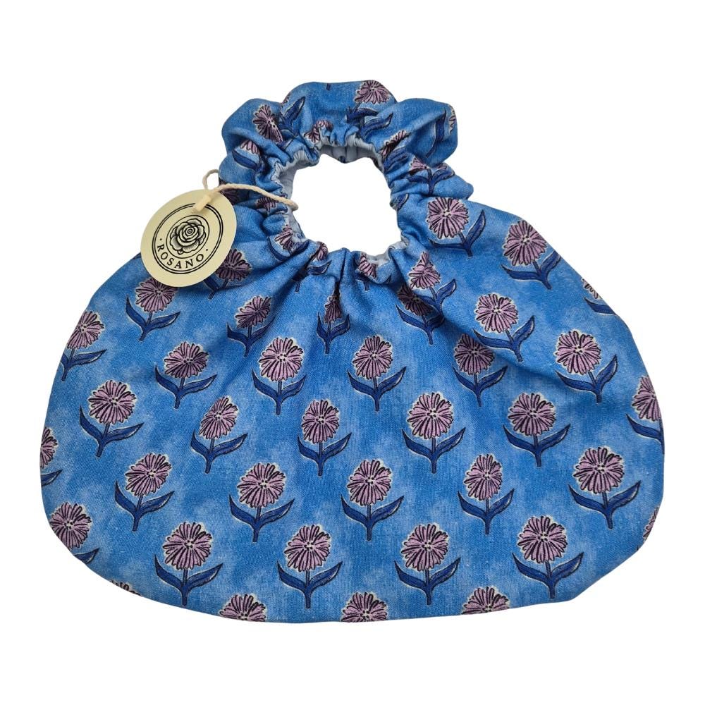 Rosie Handbag (Blueflower) — Çiçek Desenli El Yapımı Kumaş Çantalar | Rosano Studio