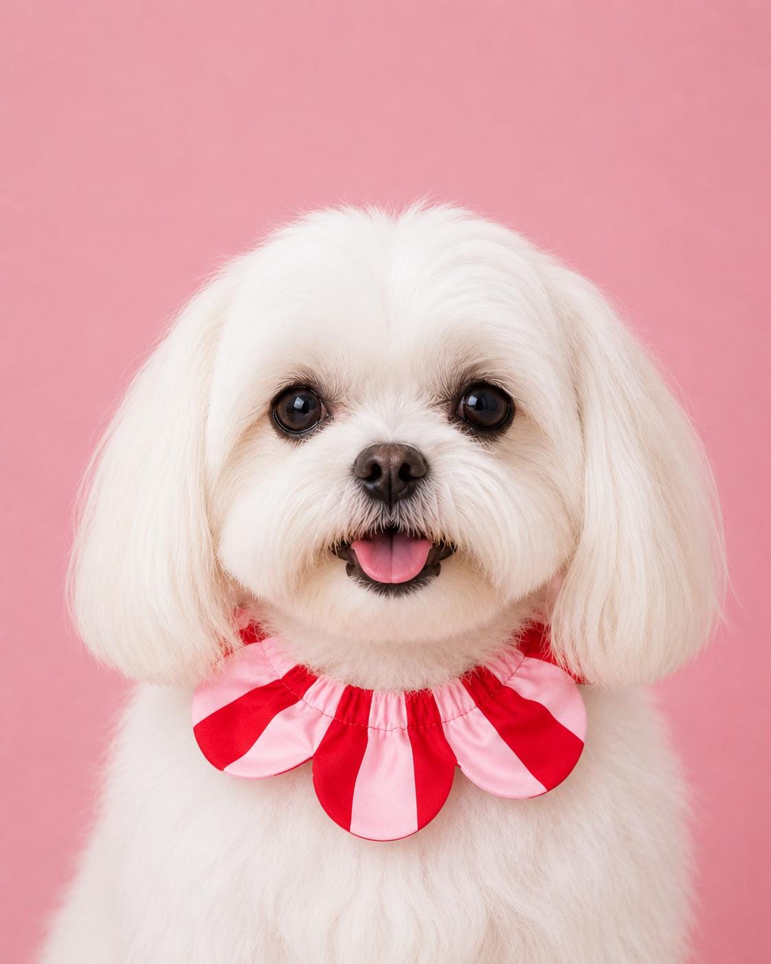 PawBow Flower Dog Collar (red pink stripe) — El Yapımı Köpek Papyonu & Yaka Takımları | Rosano Studio
