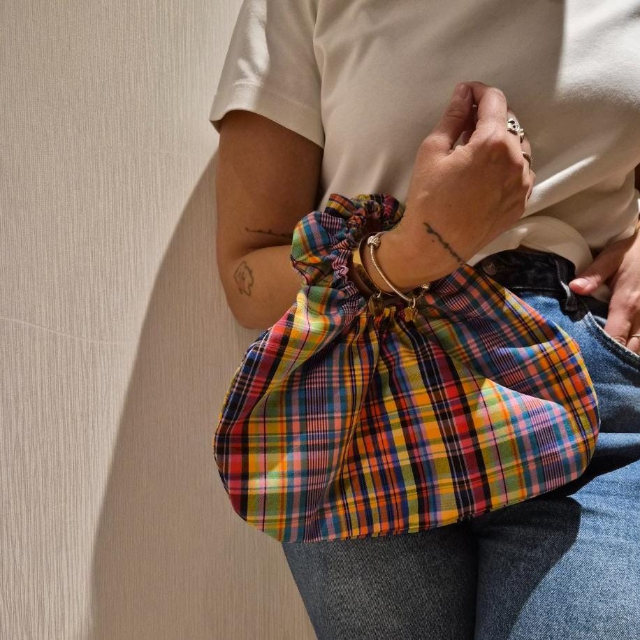 Rosie Handbag (Gingham) — El Yapımı Fırfırlı Kumaş Çanta & Omuz Çantaları | Rosano Studio