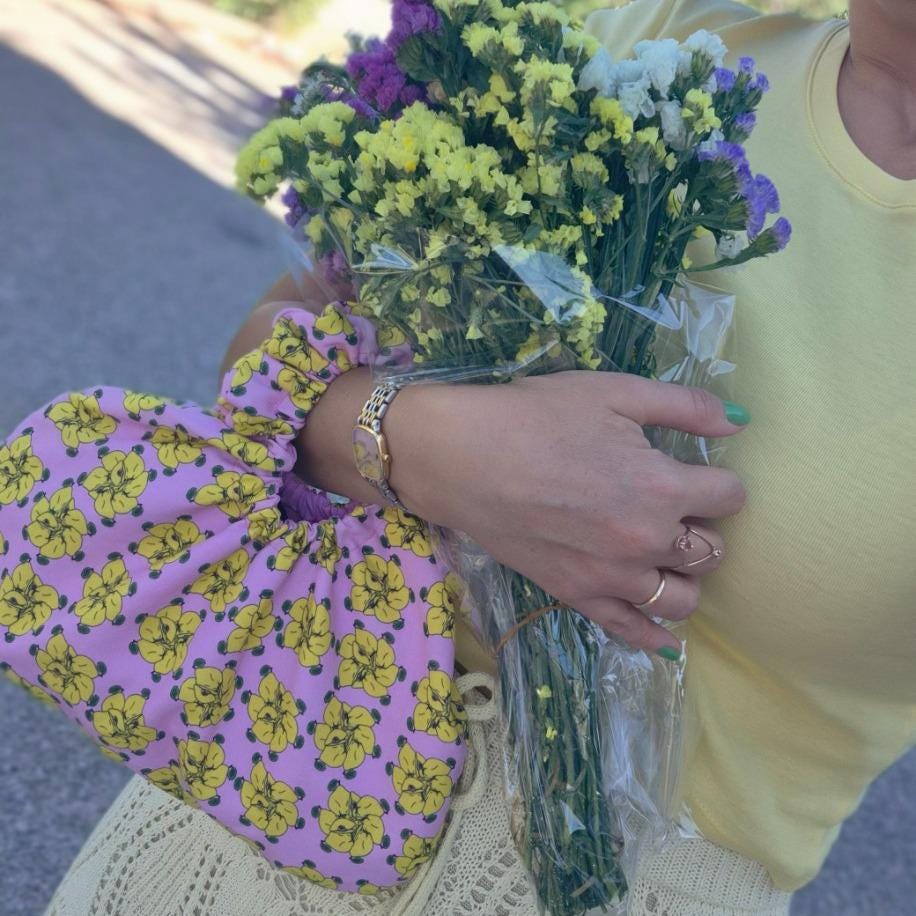 Rosie Handbag (Sunny) — El Yapımı Fırfırlı Kumaş Çanta & Omuz Çantaları | Rosano Studio