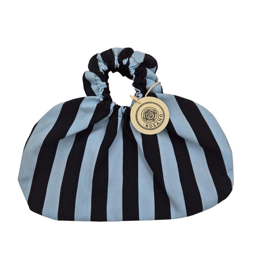 Rosie Handbag (Blackandblue) — El Yapımı Fırfırlı Kumaş Çanta & Omuz Çantaları | Rosano Studio