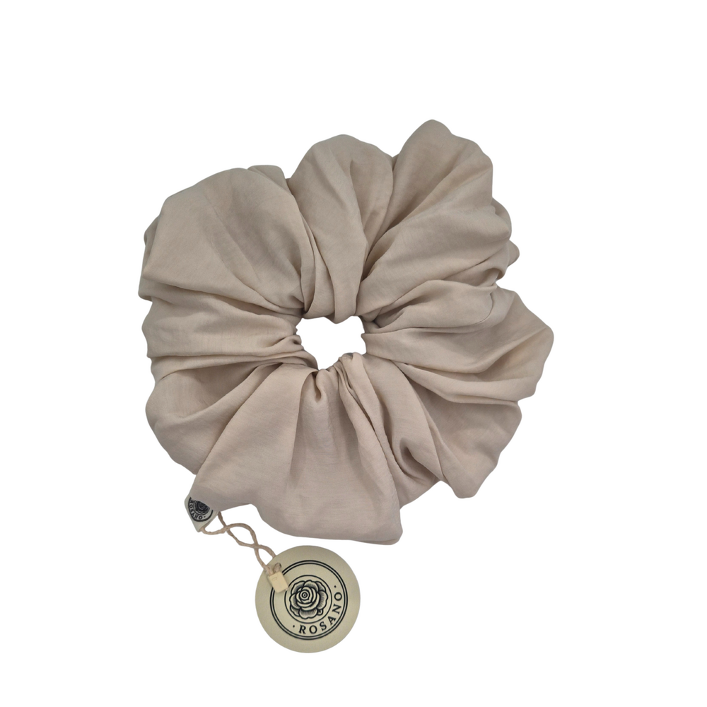Jumbo Scrunchie (Beige) — El Yapımı Kumaş Simit Toka (Scrunchie) Koleksiyonu | Rosano Studio