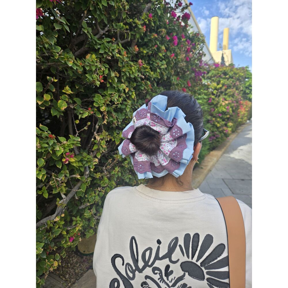 Ruffle Scrunchie (Krem) — El Yapımı Kumaş Simit Toka (Scrunchie) Koleksiyonu | Rosano Studio